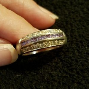 Sterling Silver CZ and genuine Tanzanite ring sz 7